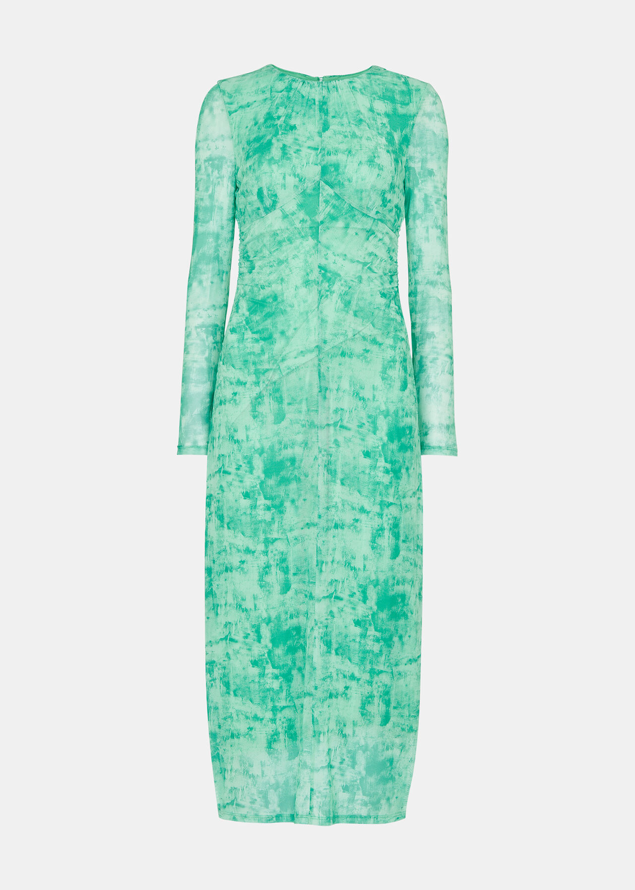 Brushwork Print Mesh Dress