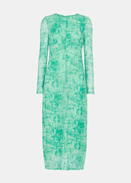 Brushwork Print Mesh Dress