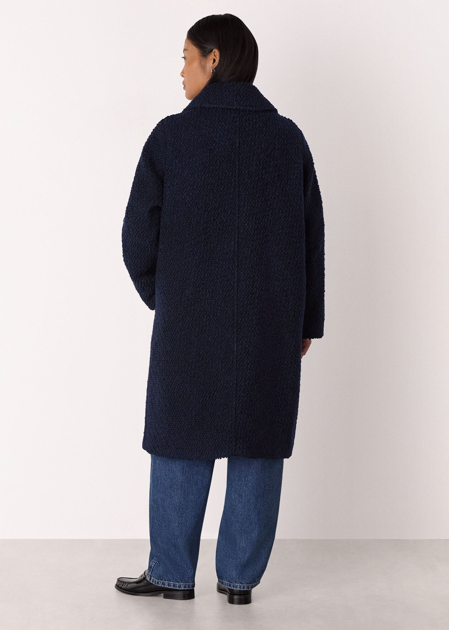 Navy Petite Romy Boucle Coat | WHISTLES | Whistles ROW |