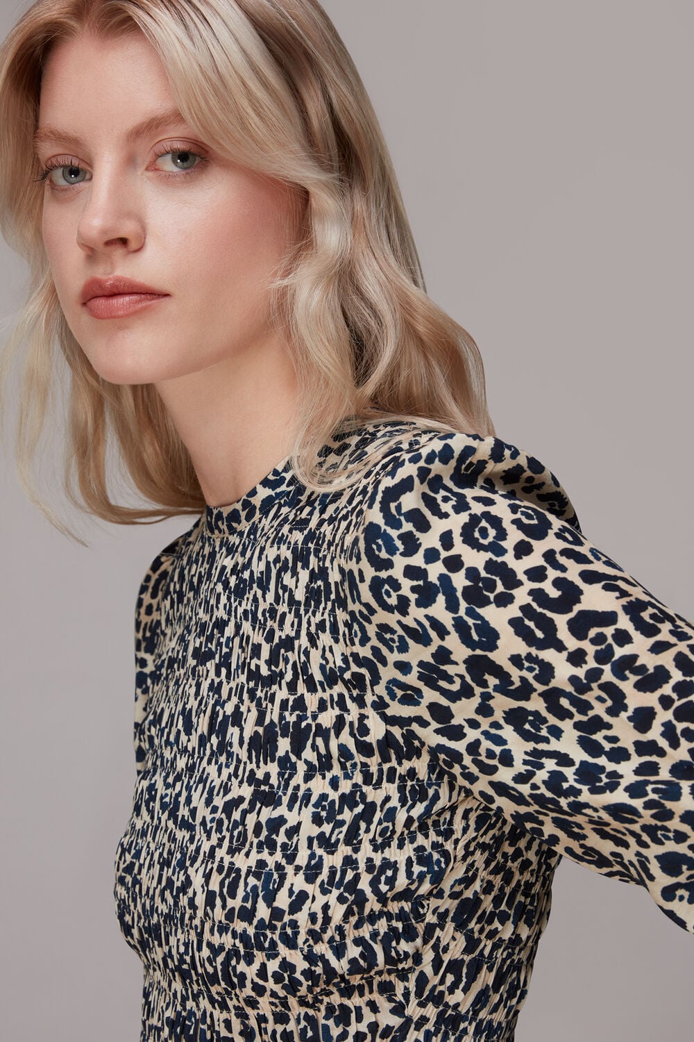 Cheetah Print Shirred Dress