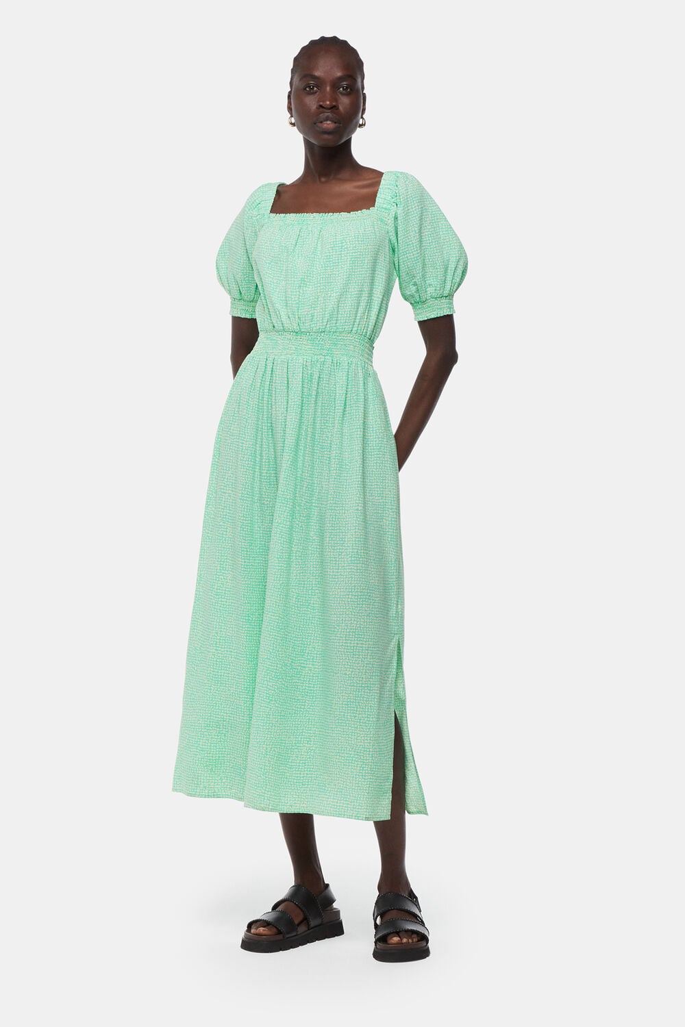 Green Scribble Check Dress