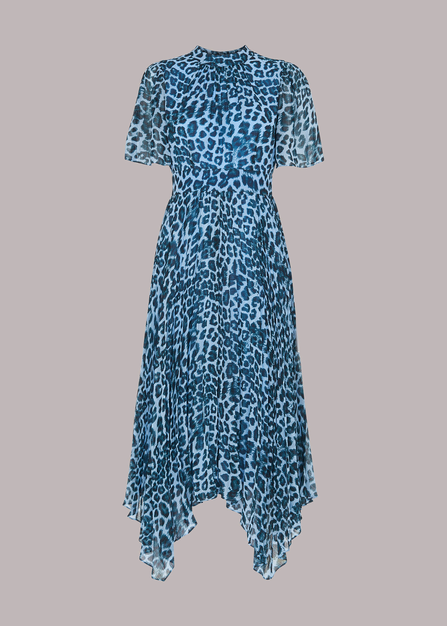 Blue/Multi Jungle Cheetah Pleated Dress WHISTLES Whistles UK