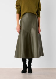 Zig Zag Panel Leather Skirt