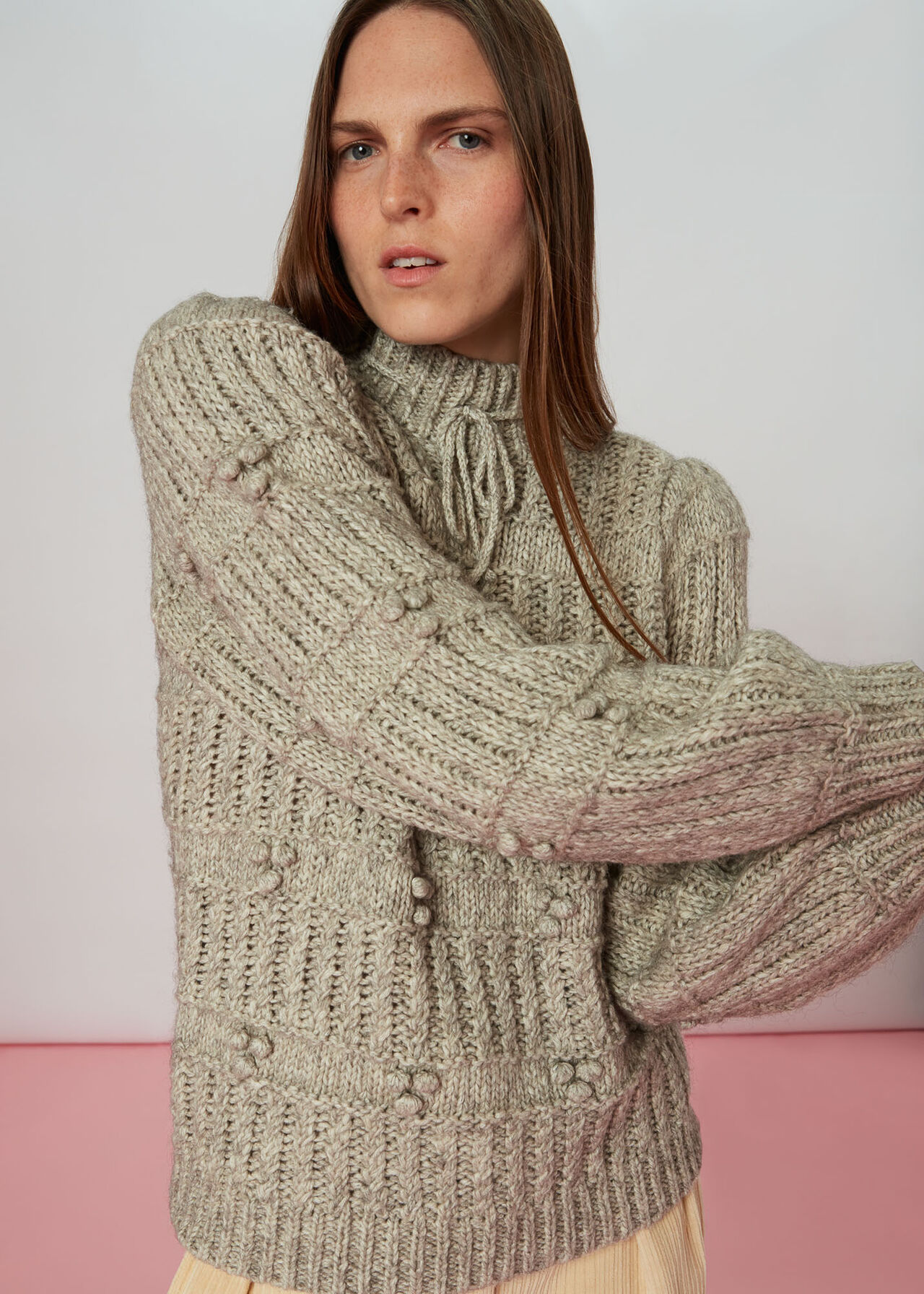 Tie Neck Detail Knit