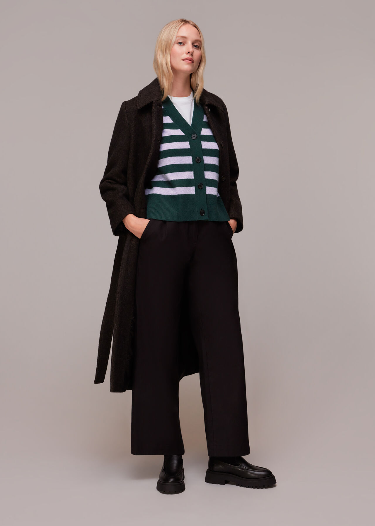 Stripe Wool Cardigan
