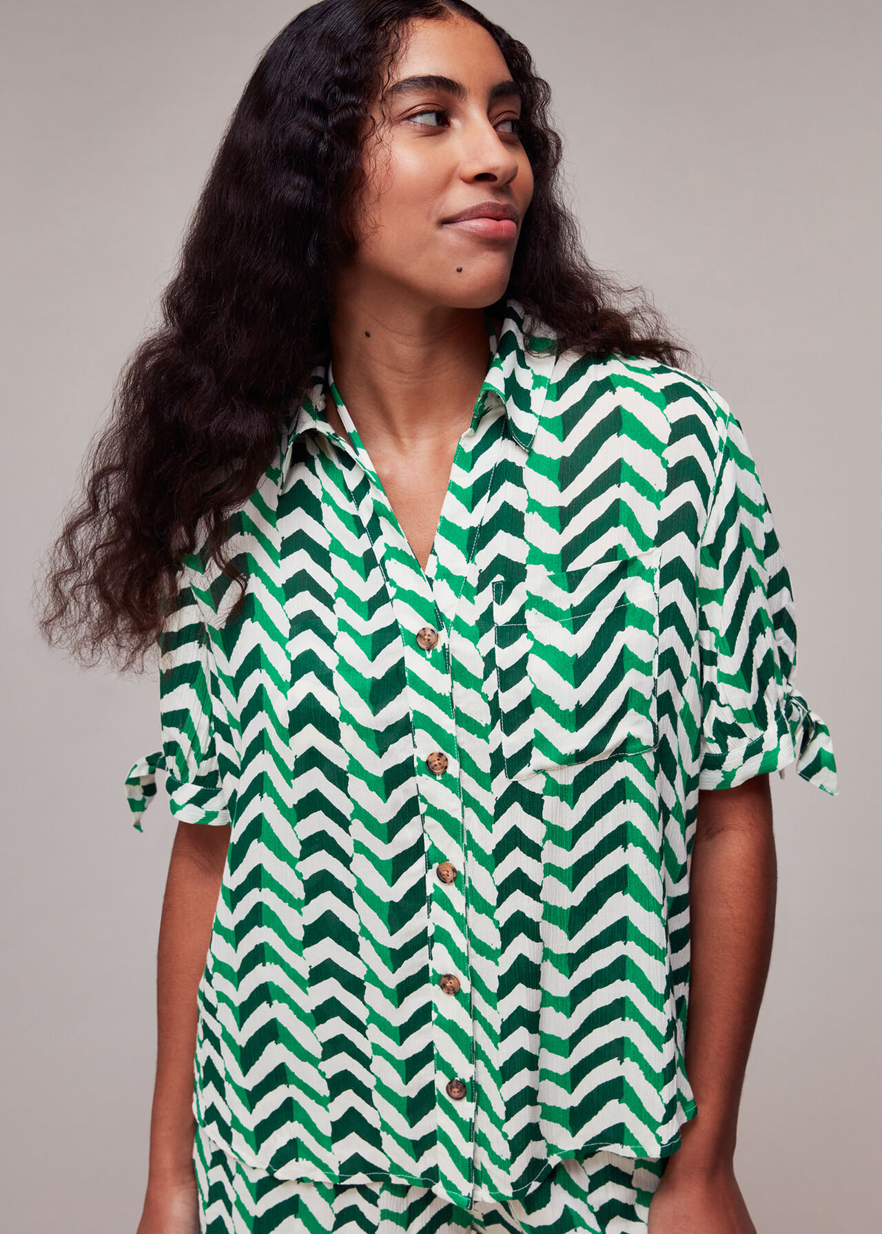 Chevron Tie Sleeve Beach Shirt