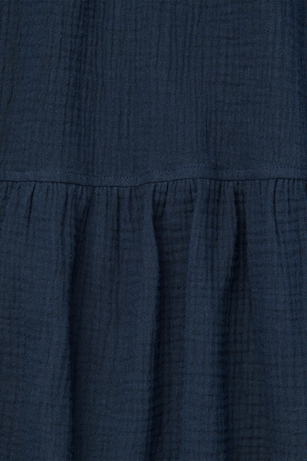 Navy Textured Cotton Midi Dress