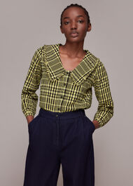 Masie Collar Detail Check Top
