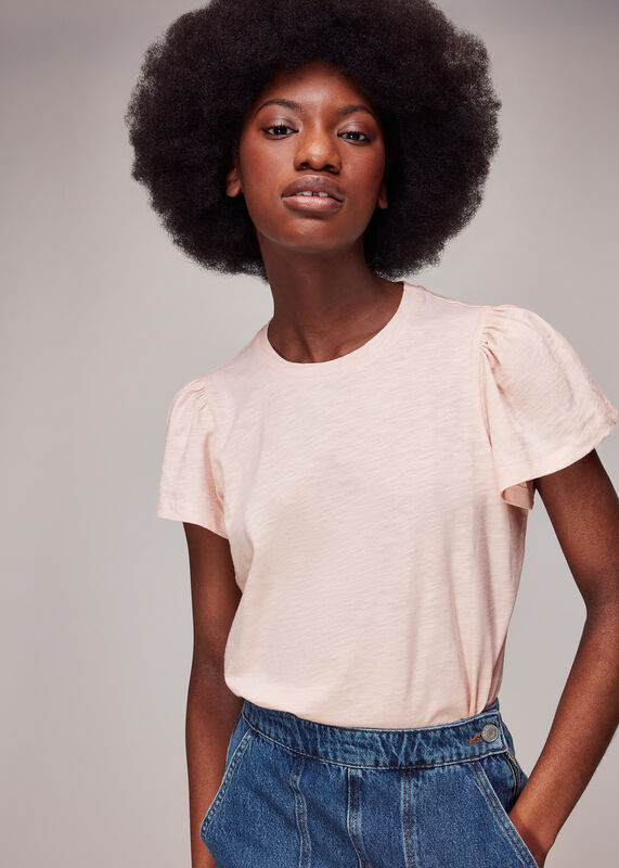Cotton Frill Sleeve T-Shirt