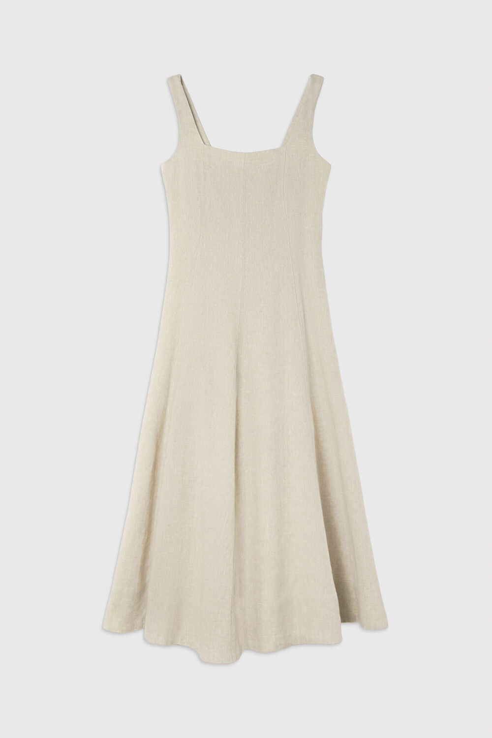 Oatmeal Fit and Flare Linen Dress