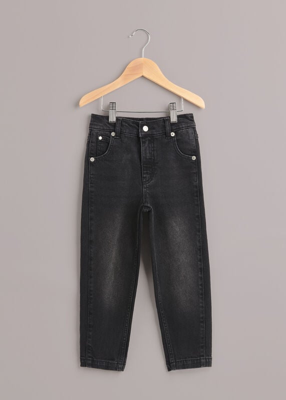 Black Stretch Barrel Leg Jean