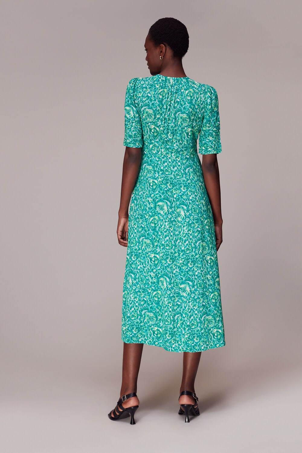 Clouded Floral Tie Midi Dress