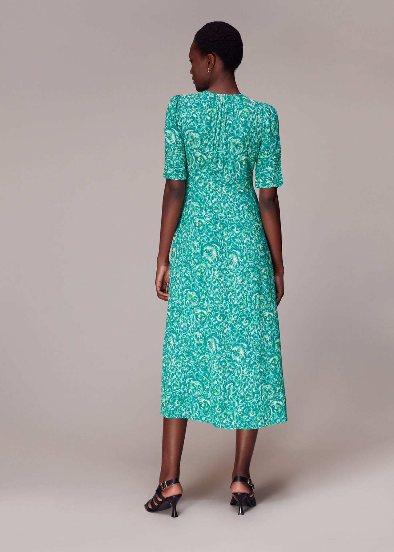Clouded Floral Tie Midi Dress