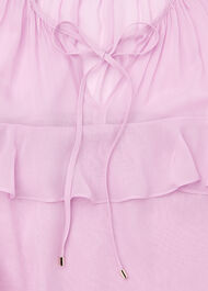 Sheer Tie Neck Frill Blouse