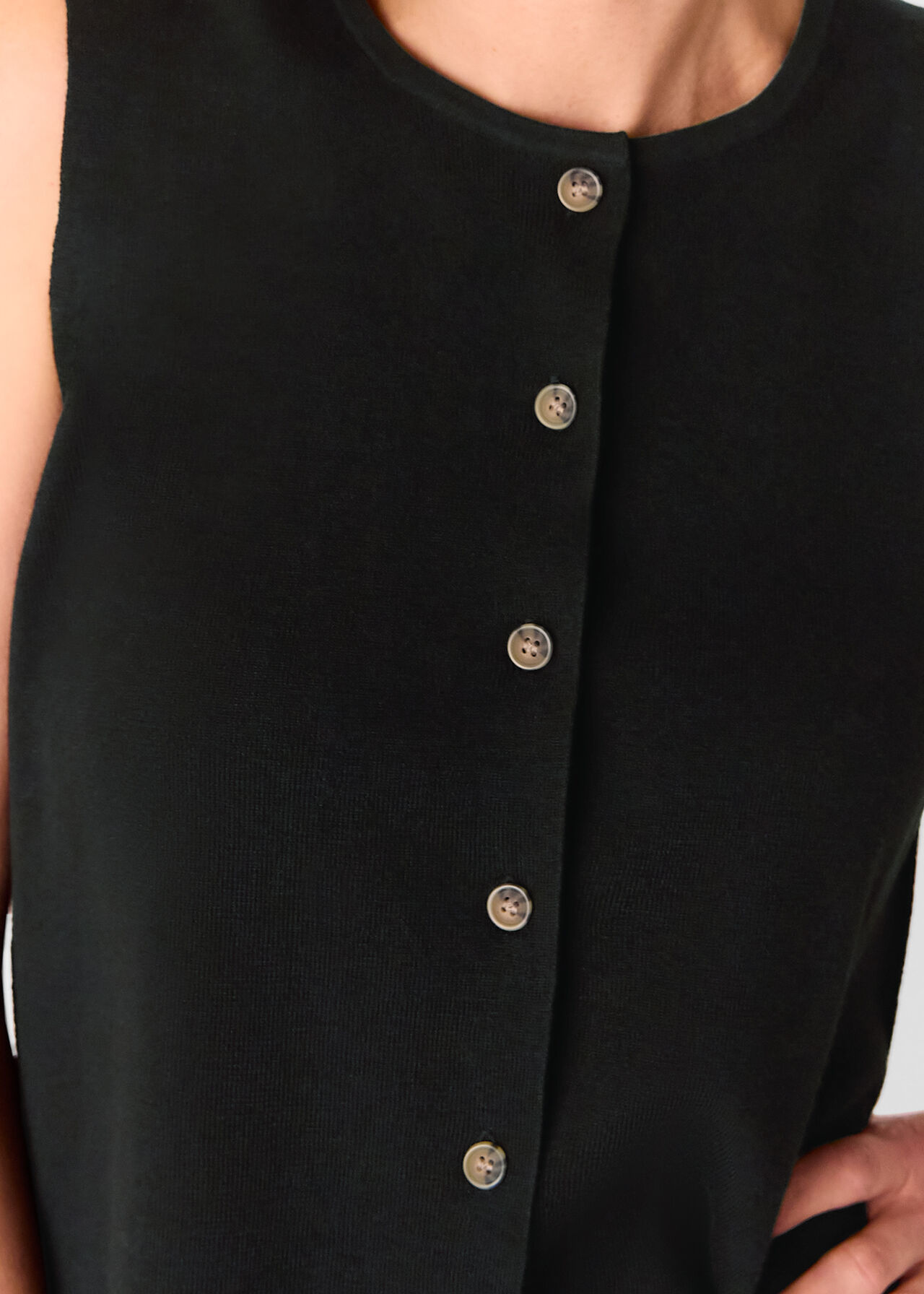 Whistles Black Lucy Button Front Knit Tank Whistles Black Lucy Button Front Knit Tank