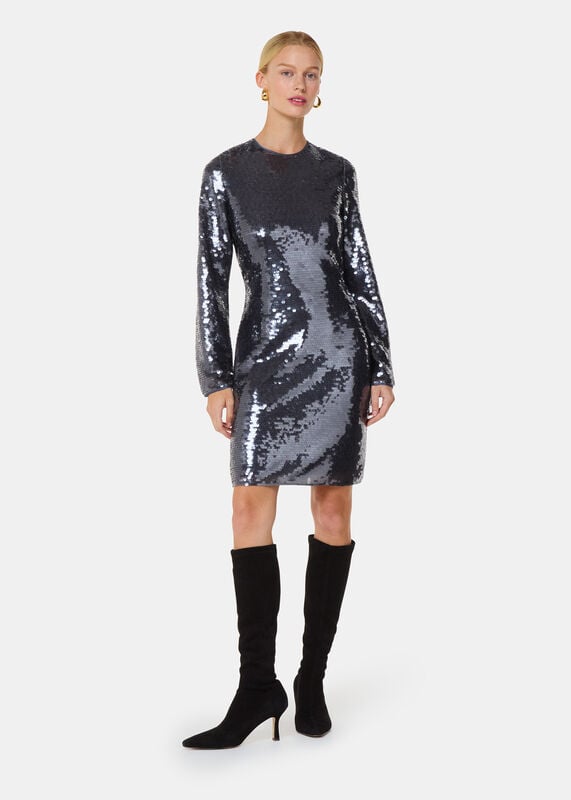 Pewter Sequin Mini Dress