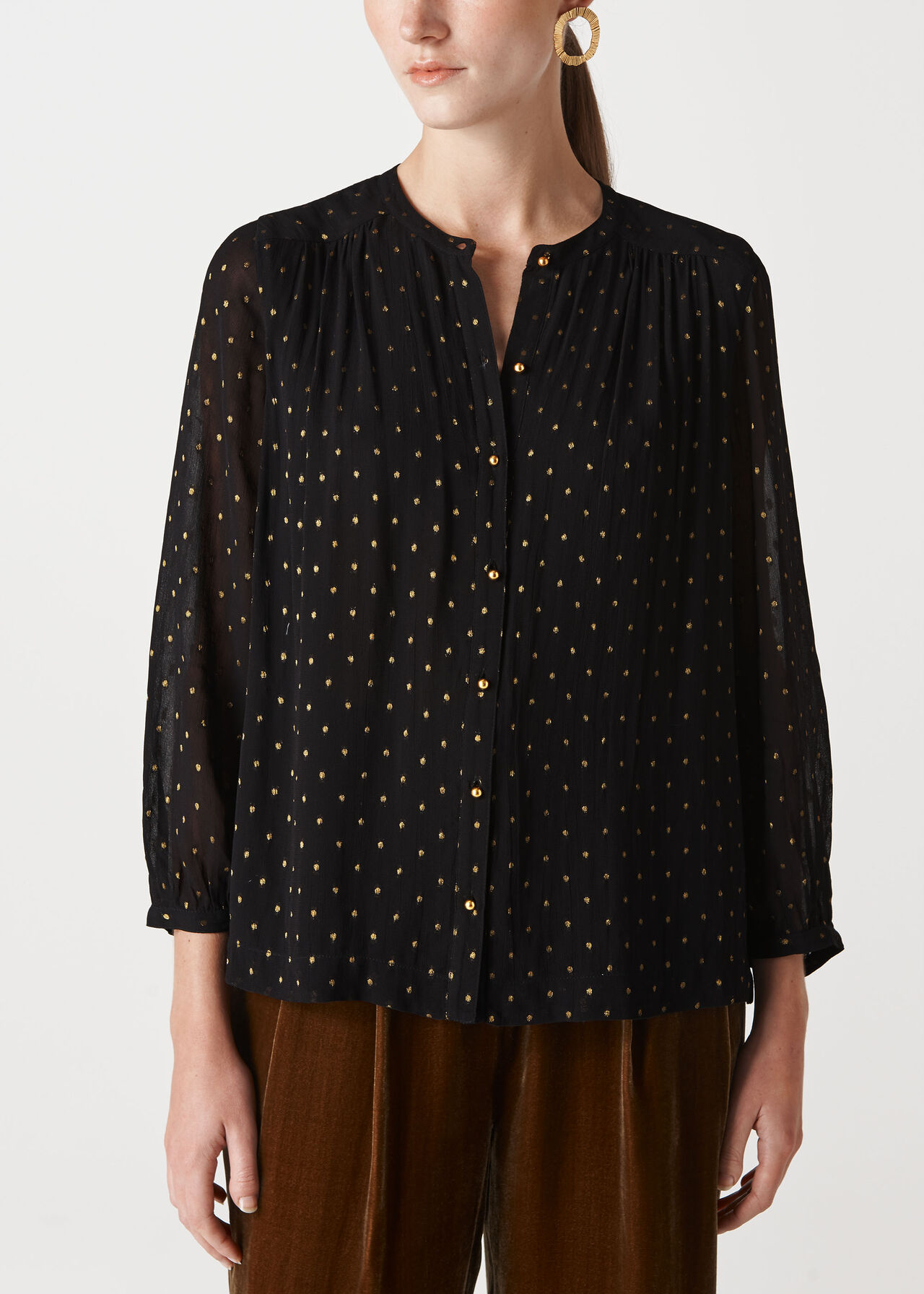 Gold/Multi Gianni Gold Dobby Blouse WHISTLES