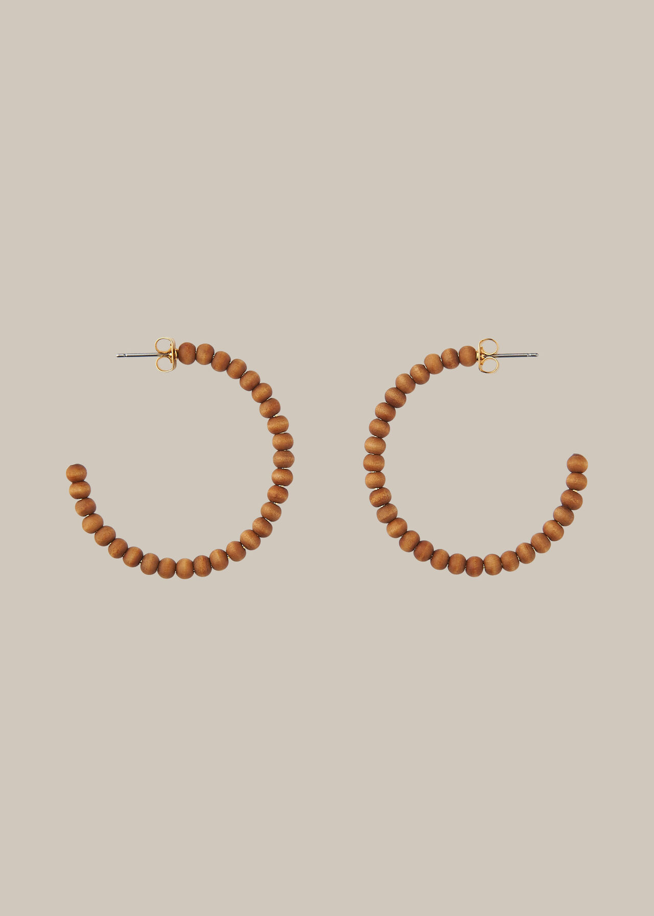 Large Wooden Bead Hoop Earring Brown