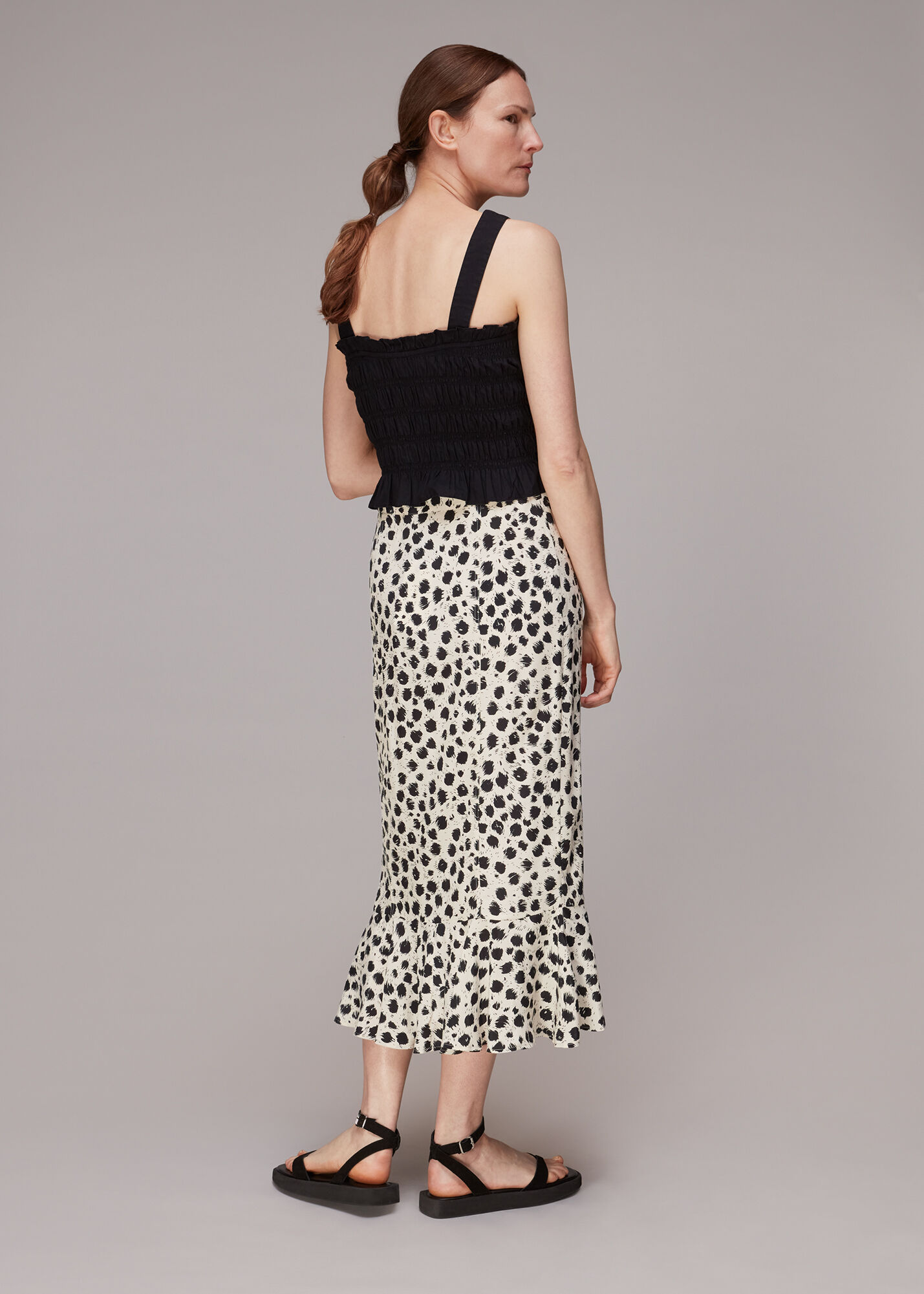 Black and white leopard print wrap skirt cheap