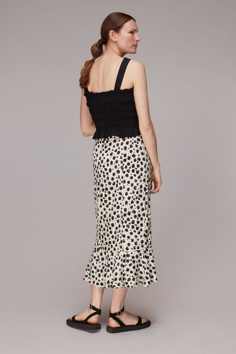 Black Brushed Dalmatian Wrap Skirt