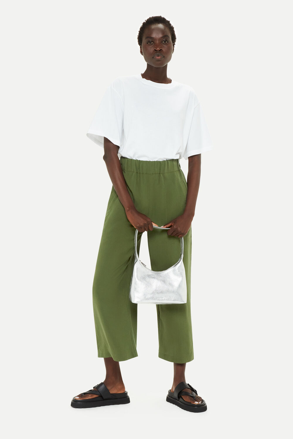 Khaki Jade Side Zip Trouser
