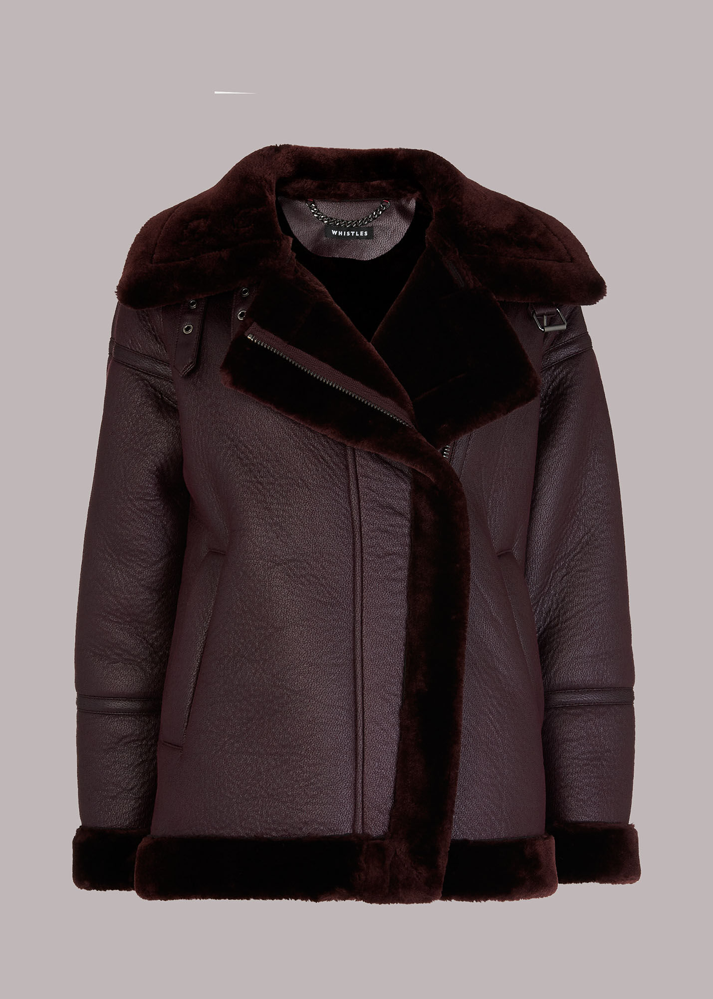 Burgundy Lauren Faux Fur Biker WHISTLES
