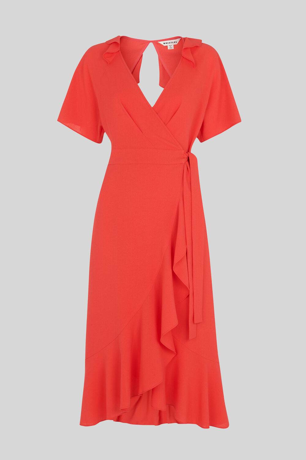Abigail Frill Wrap Dress Coral/Multi