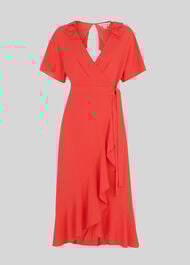 Abigail Frill Wrap Dress Coral/Multi