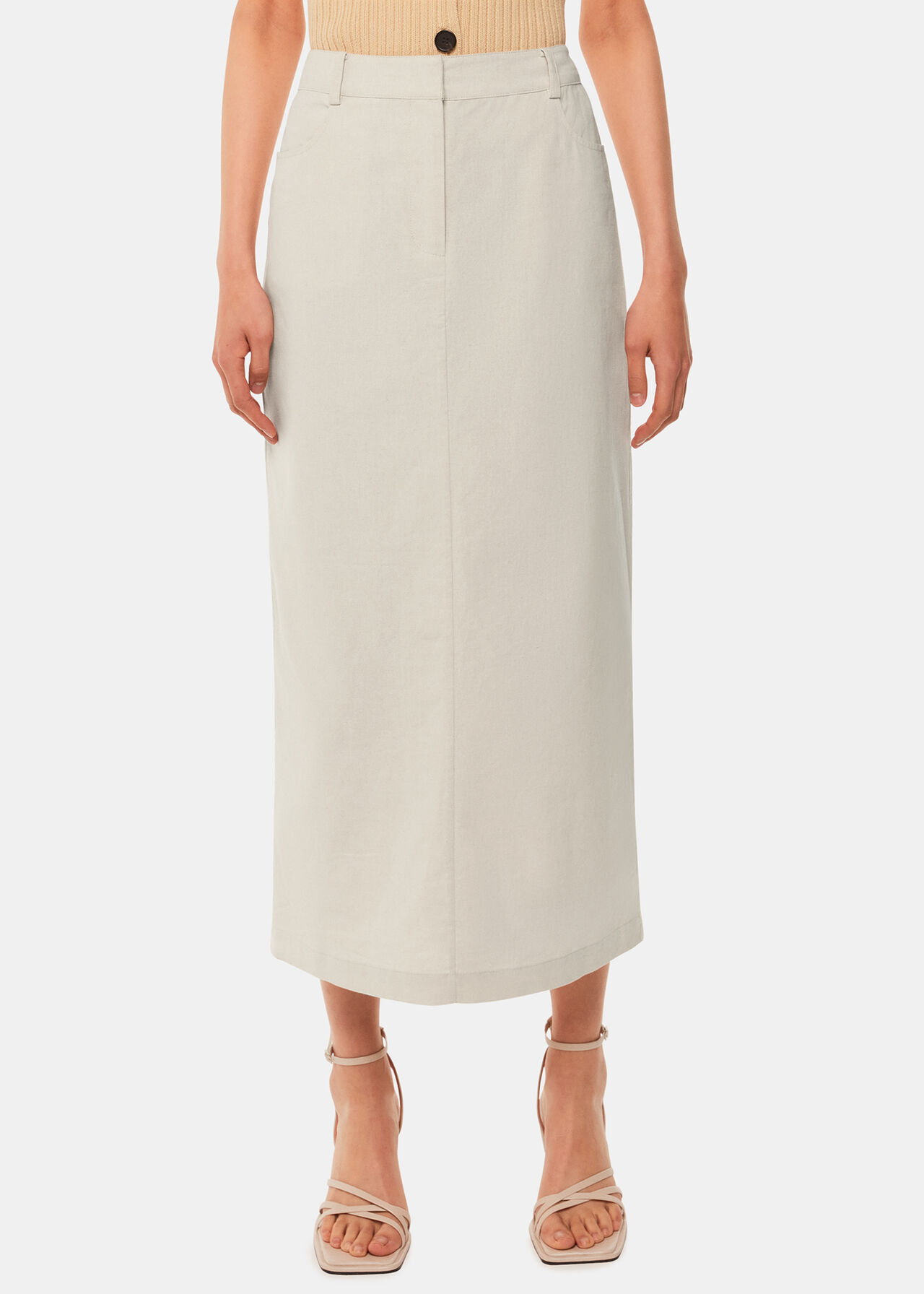 Abigail Linen Blend Midi Skirt