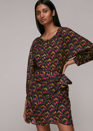 Geometric Ikat Wrap Skirt Multicolour