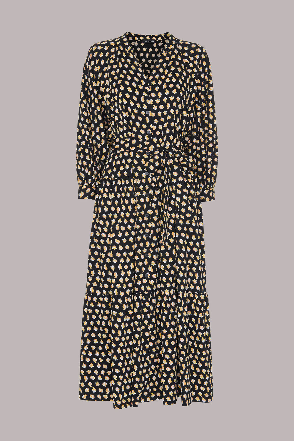 Black Twisting Tulips Trapeze Dress