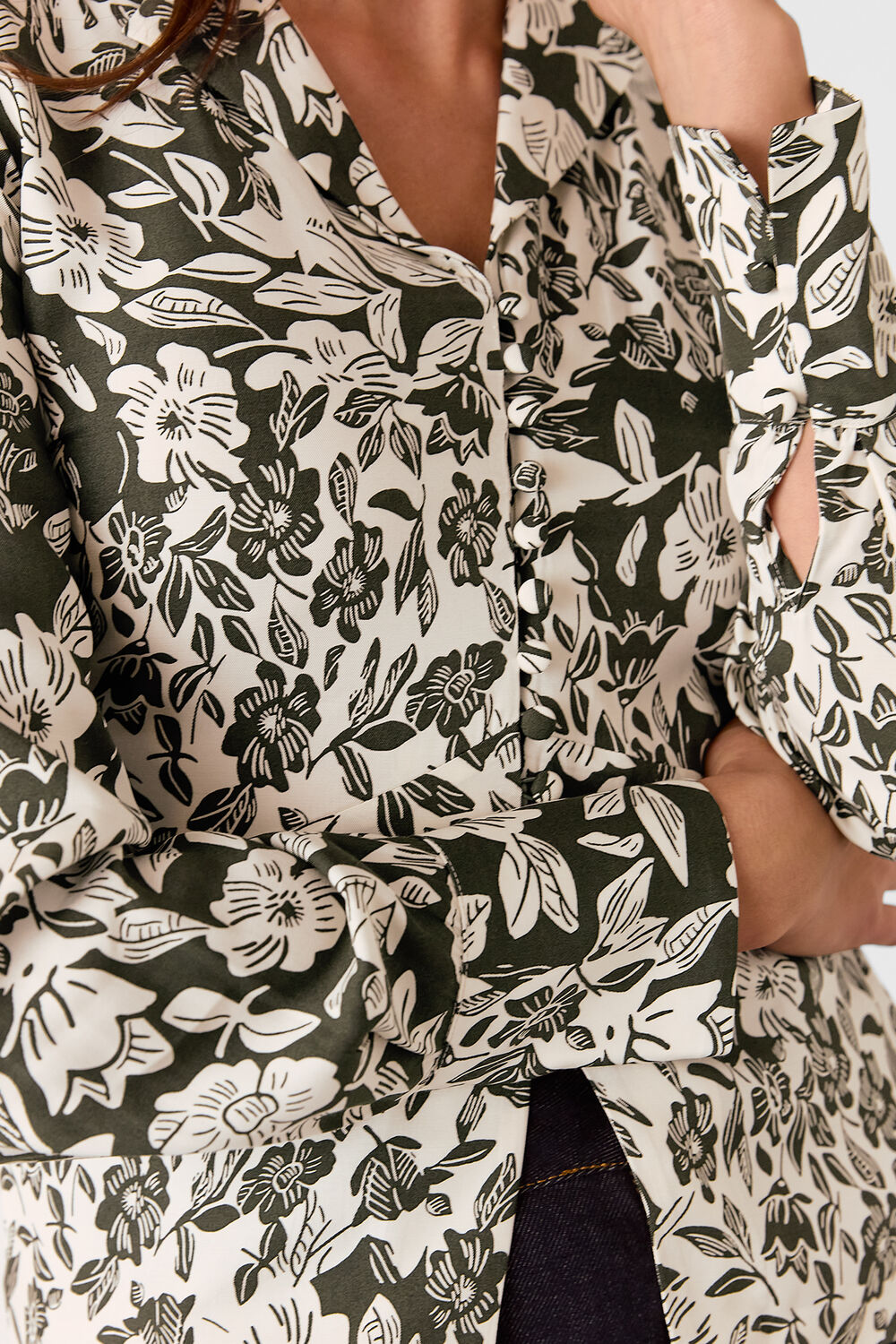 Cut Stems Button Down Blouse