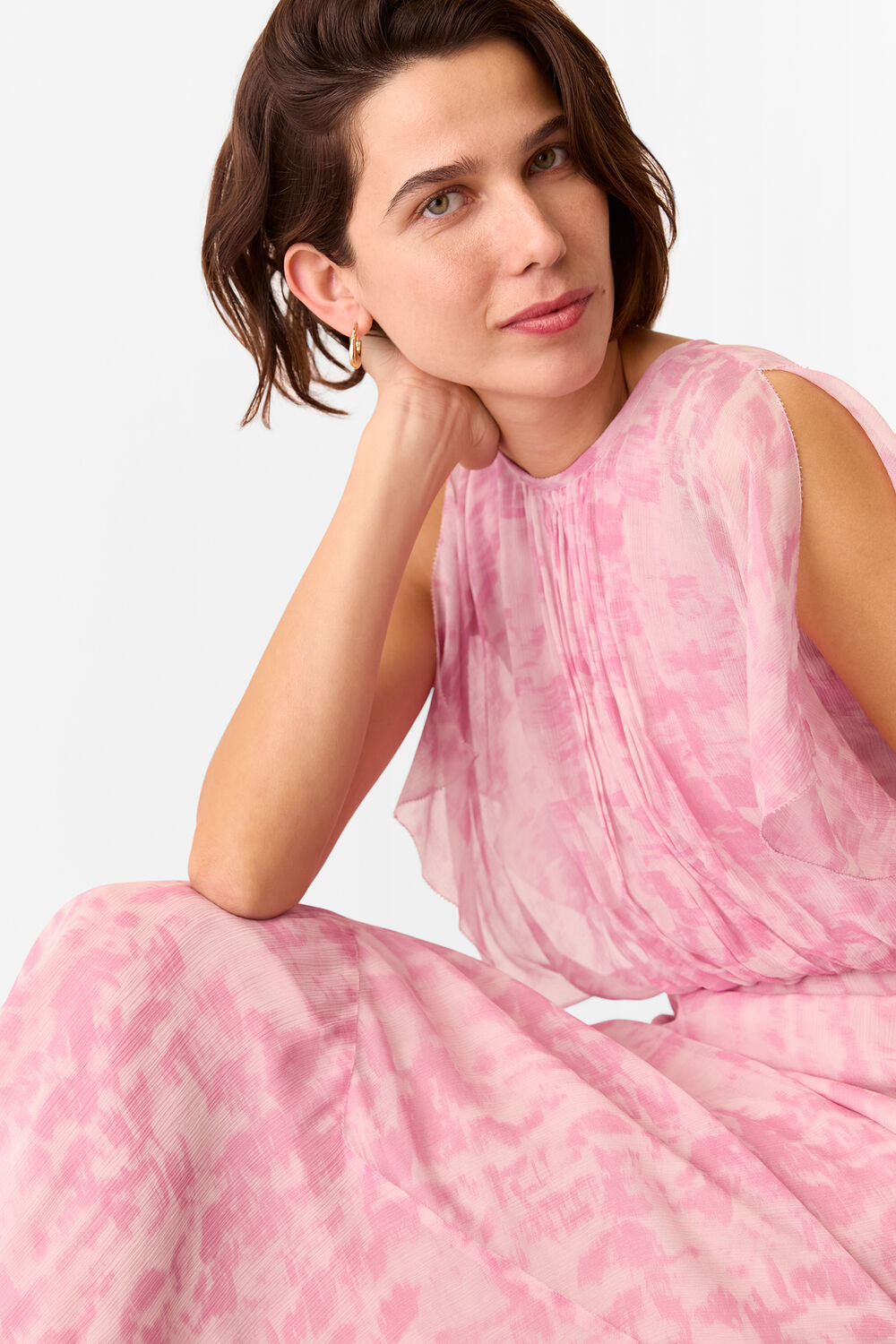 Dashed Brush Marks Midi Dress
