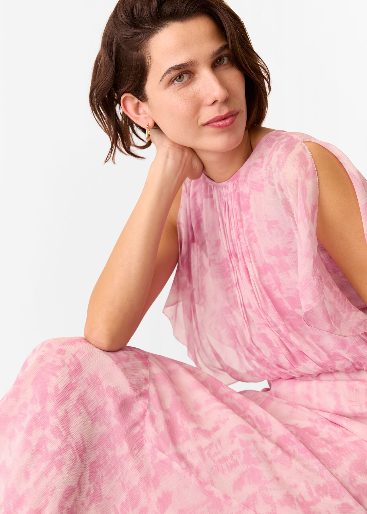 Dashed Brush Marks Midi Dress