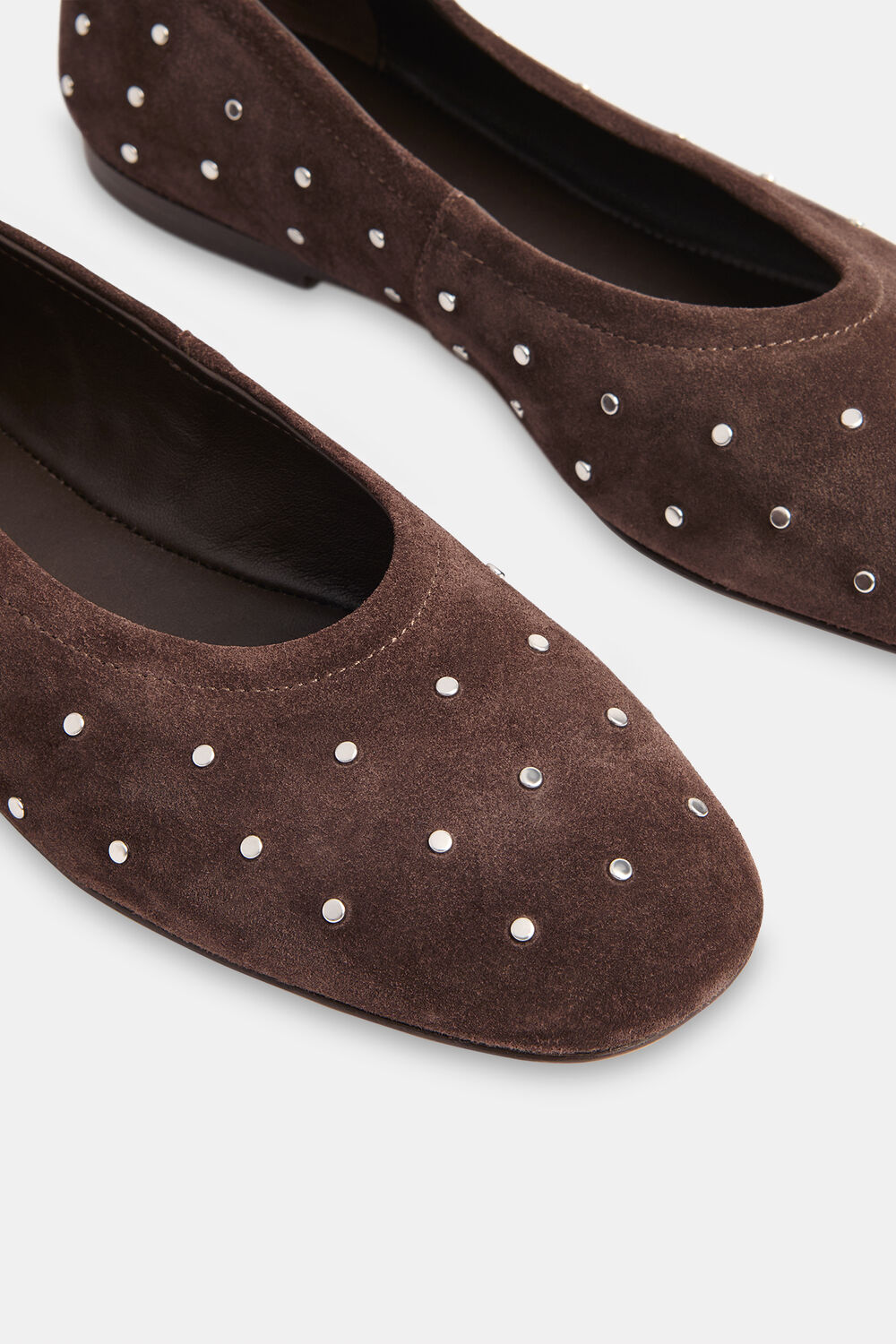 Chocolate Karina Suede Stud Ballet Pump