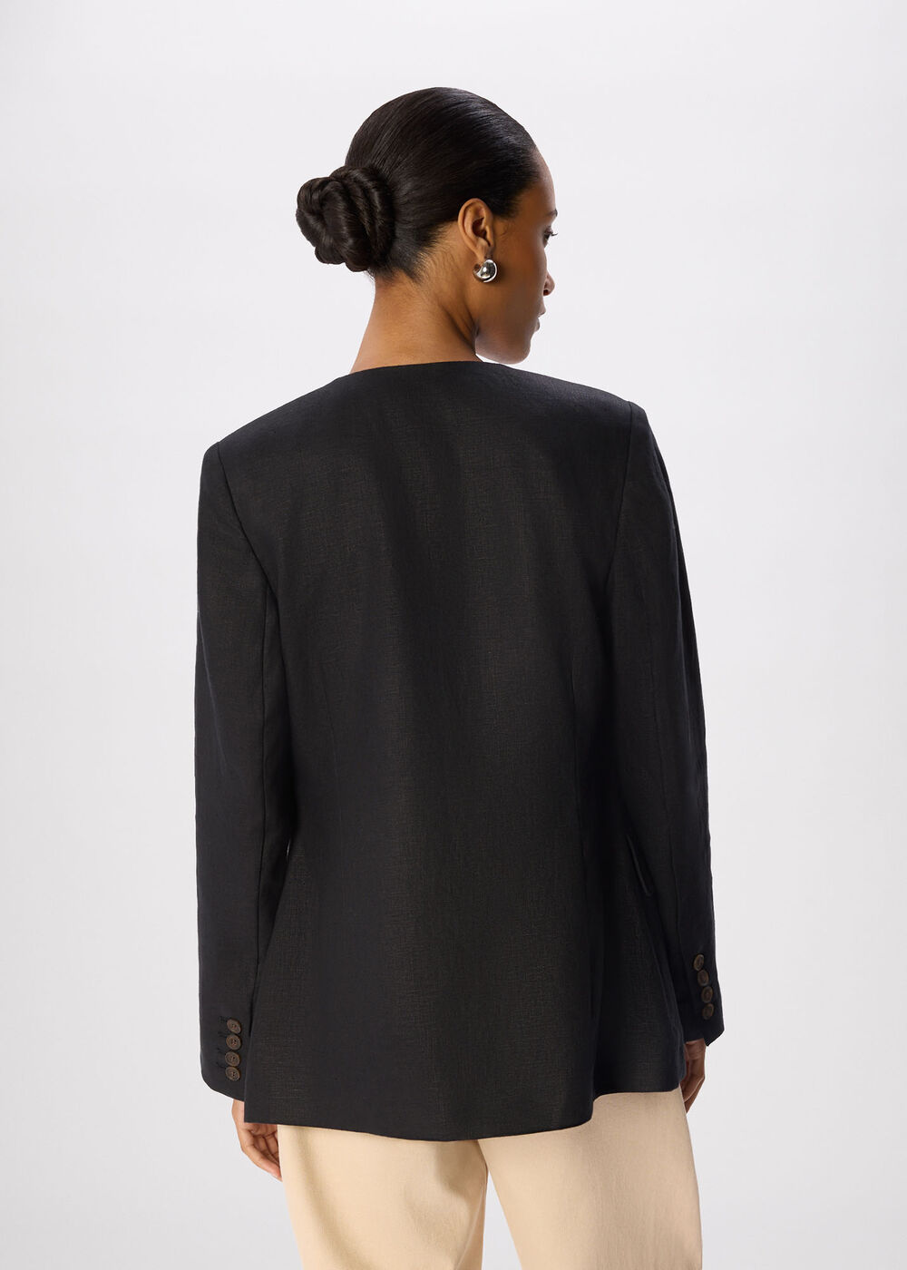 Collarless Linen Blazer