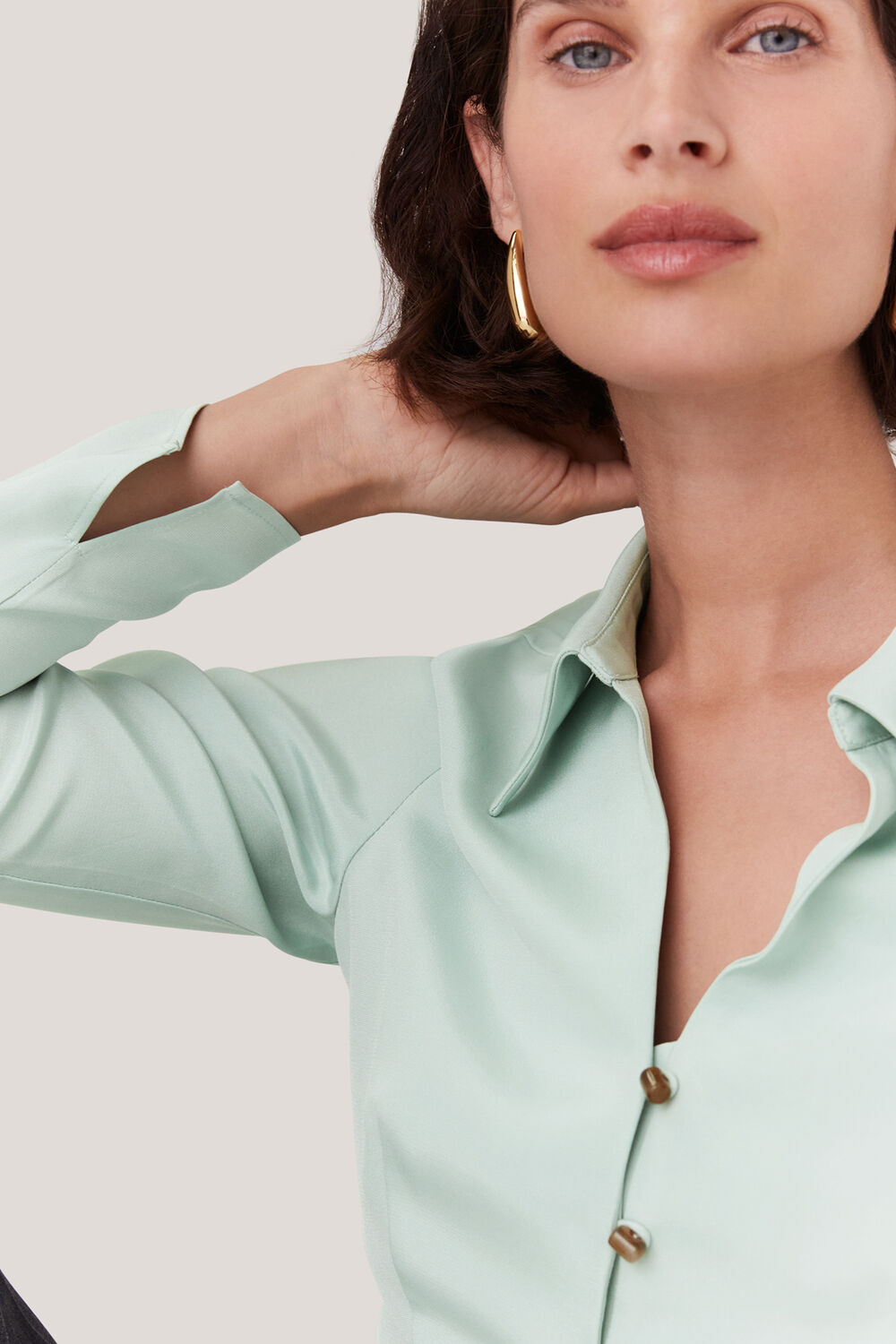Silk Blend V Neck Shirt