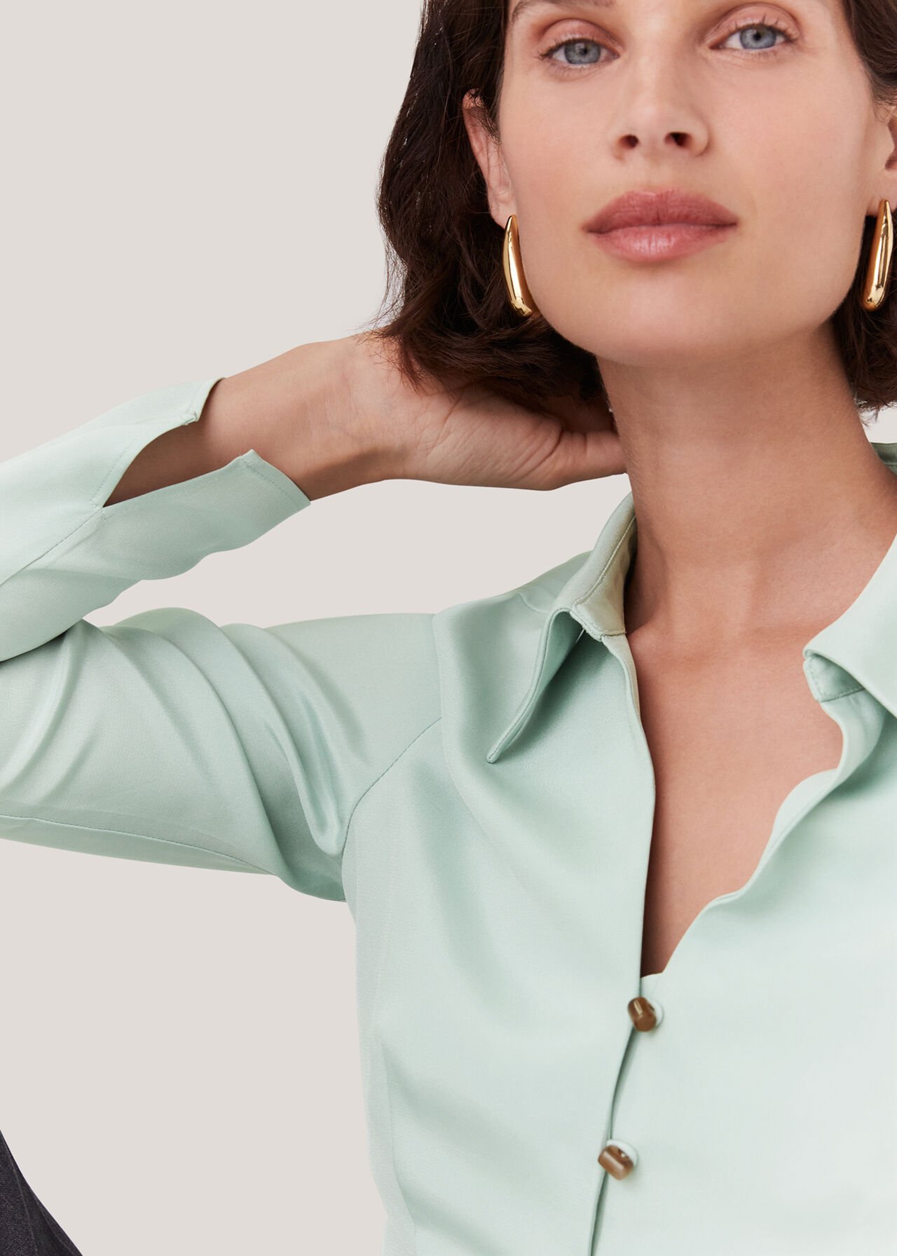 Silk Blend V Neck Shirt
