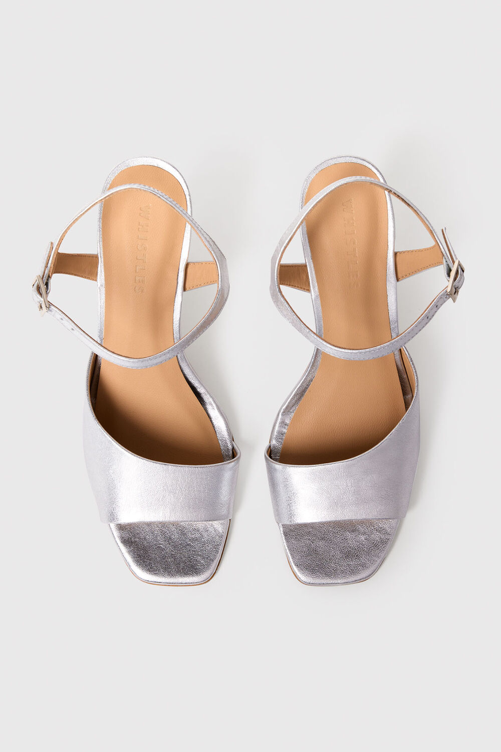 Silver Asymmetric High Heeled Sandal