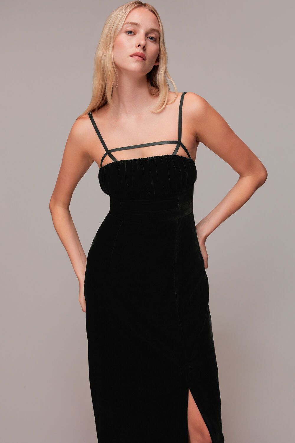 Black Cut Out Velvet Slip Dress