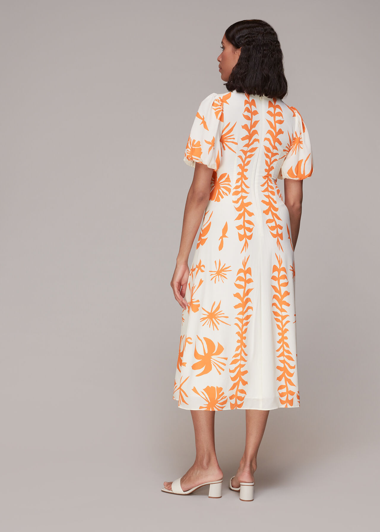 Cora Big Leaf Print Silk Dress