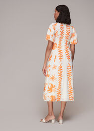 Cora Big Leaf Print Silk Dress