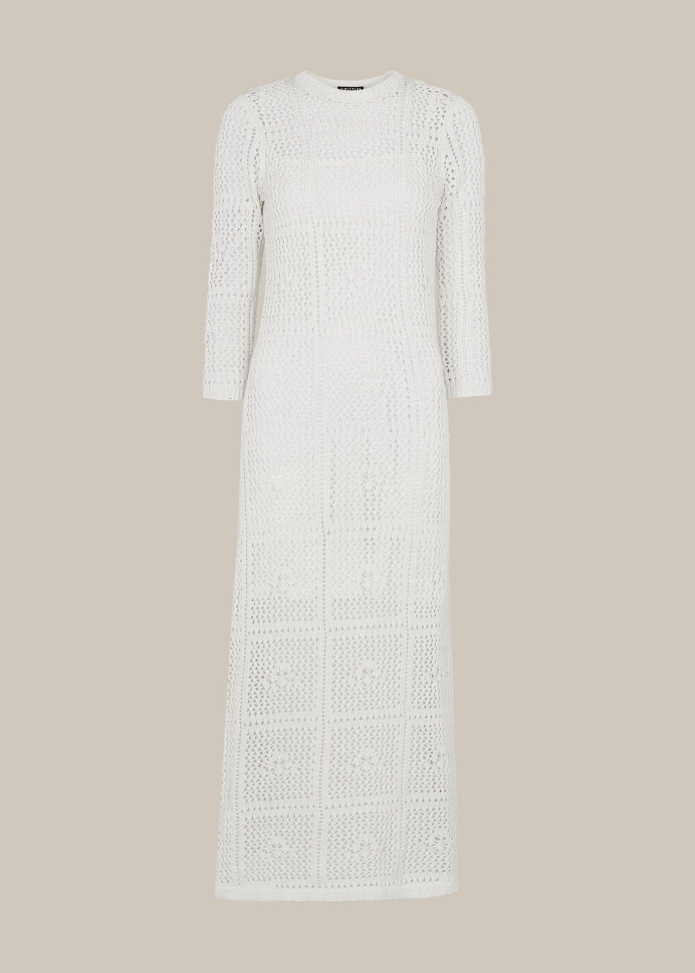 Crochet Knit Midi Dress White