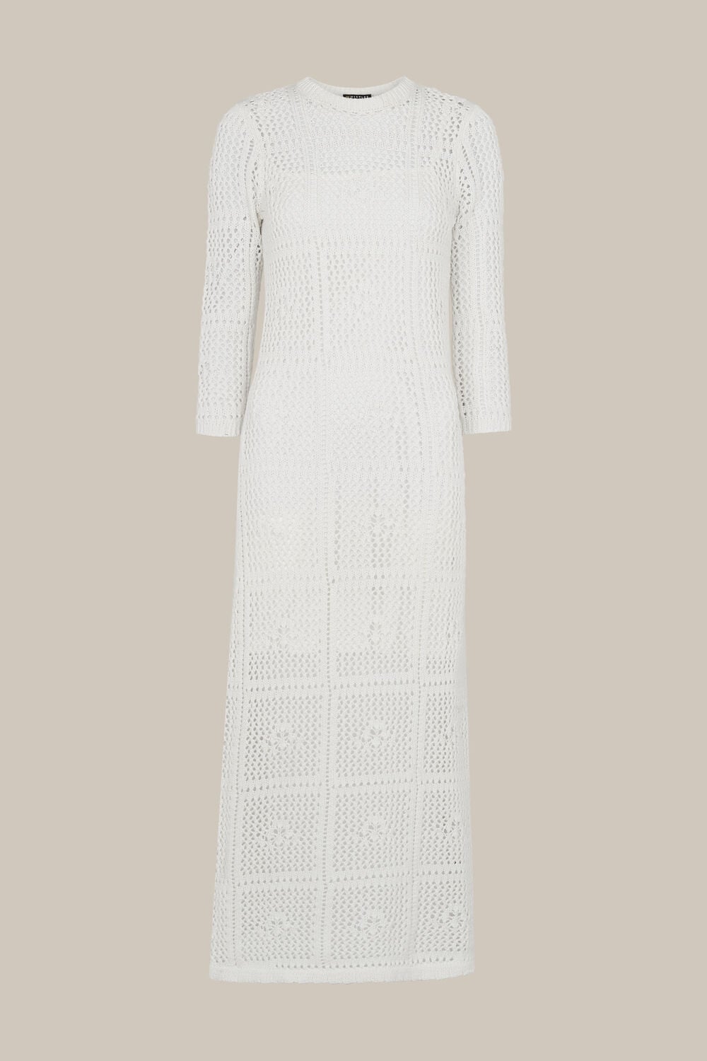 Crochet Knit Midi Dress White