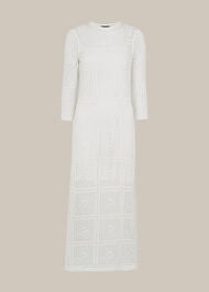 Crochet Knit Midi Dress White