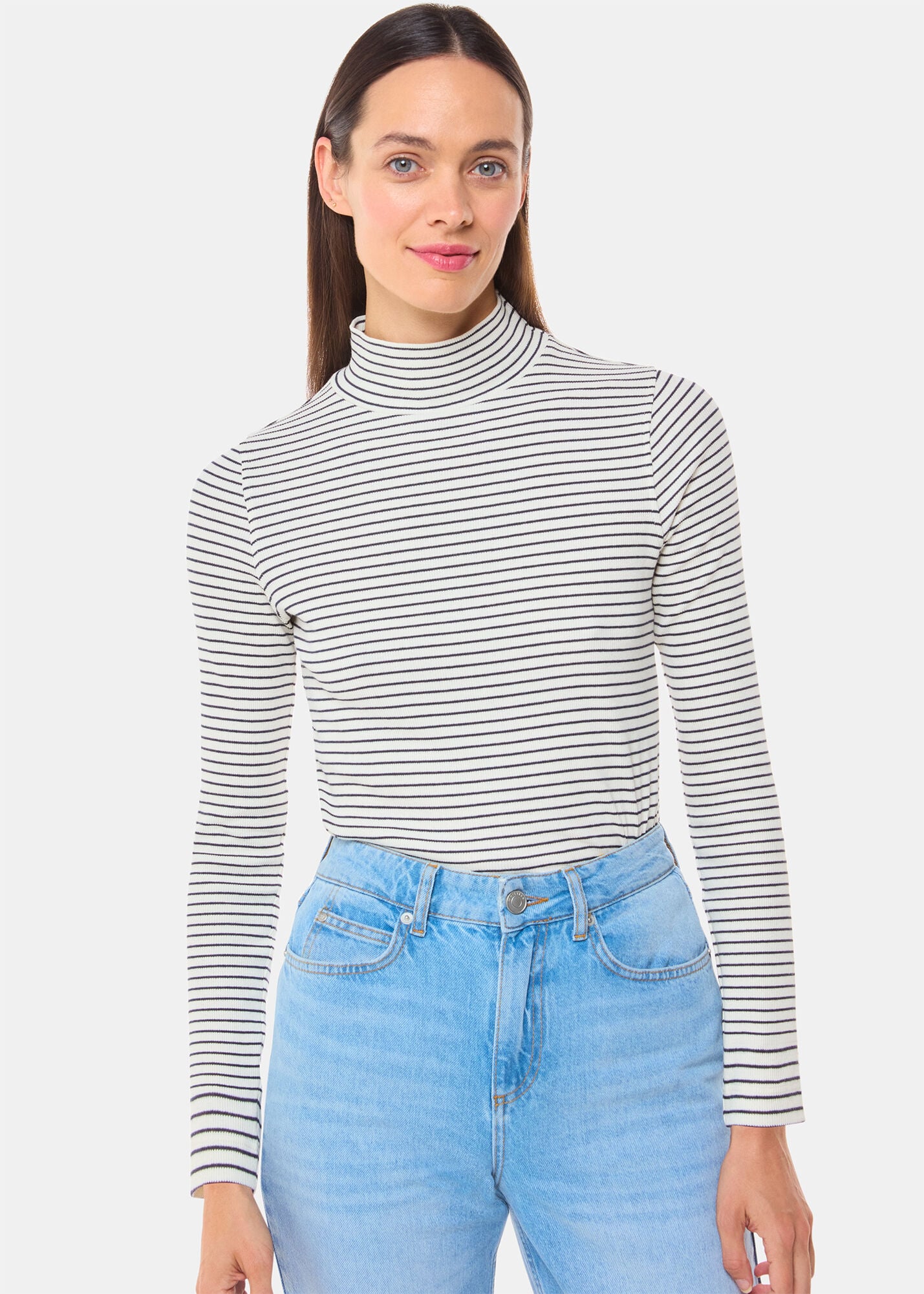Ivory/Multi Stripe Rib Detail Polo | WHISTLES | Whistles UK |
