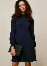 Pintuck Shirt Dress Navy