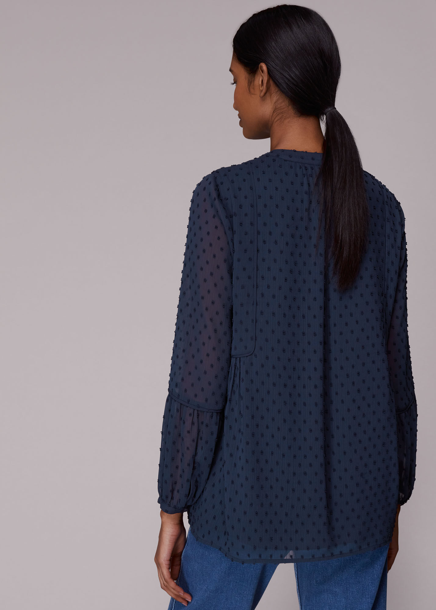 Navy Verity Dobby Blouse WHISTLES Whistles