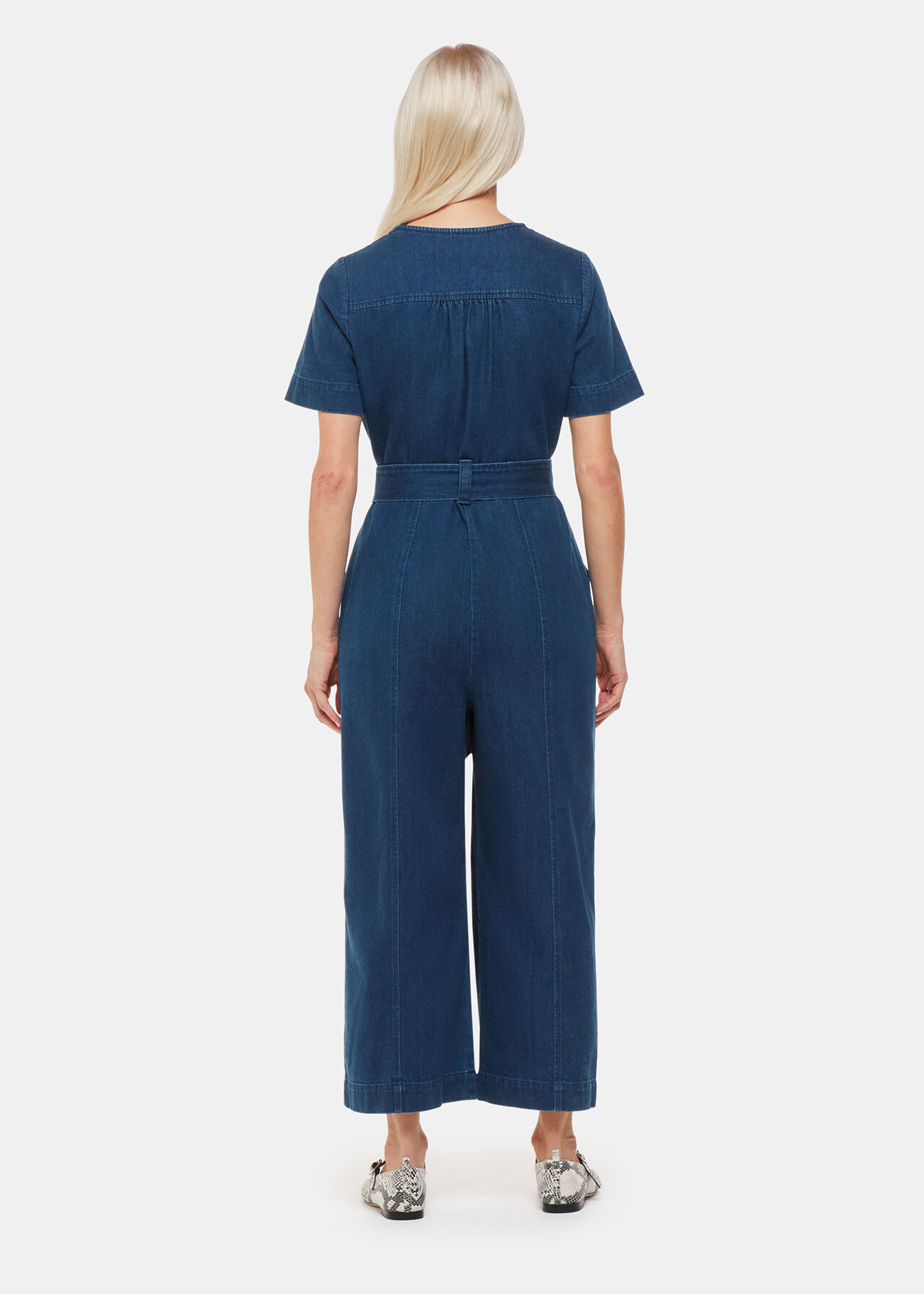 Denim Short Sleeve Denim Jumpsuit, WHISTLES