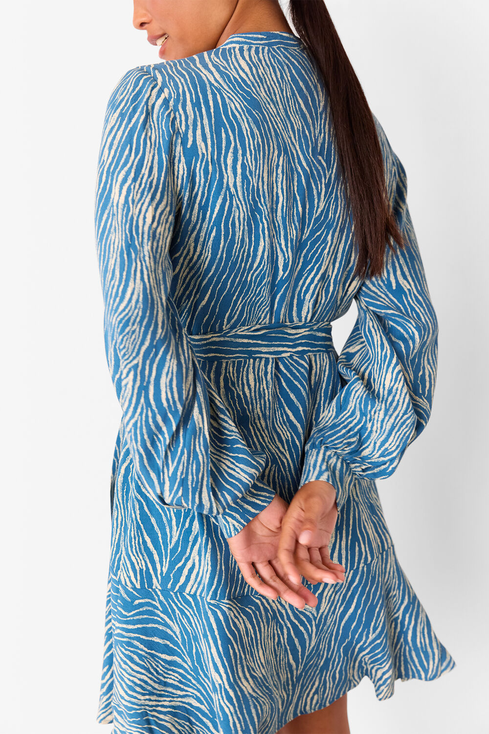 Blue Petite Zebra Flippy Mini Dress
